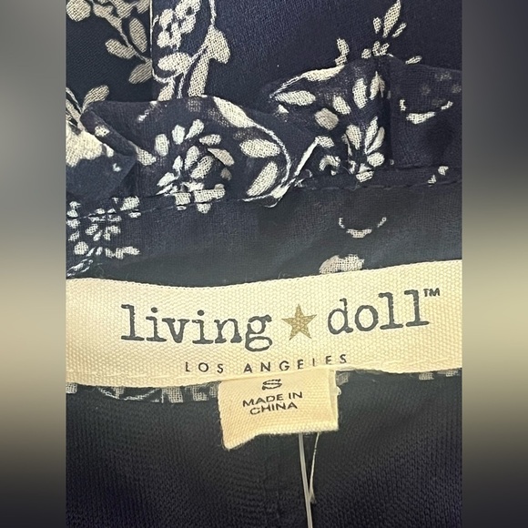 Living Doll Navy and White Patterned Tunic Dress Small - Picture 10 of 11